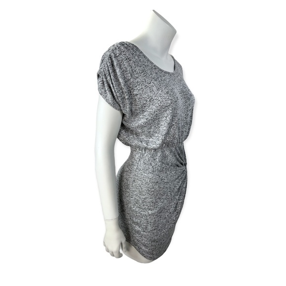 Poetry Gray Slouchy Ruched Draped Shoulders Dress Size L - Picture 3 of 16
